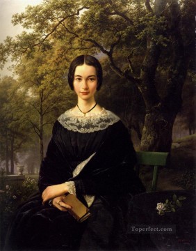 Retrato de una joven paisaje holandés Barend Cornelis Koekkoek Pinturas al óleo